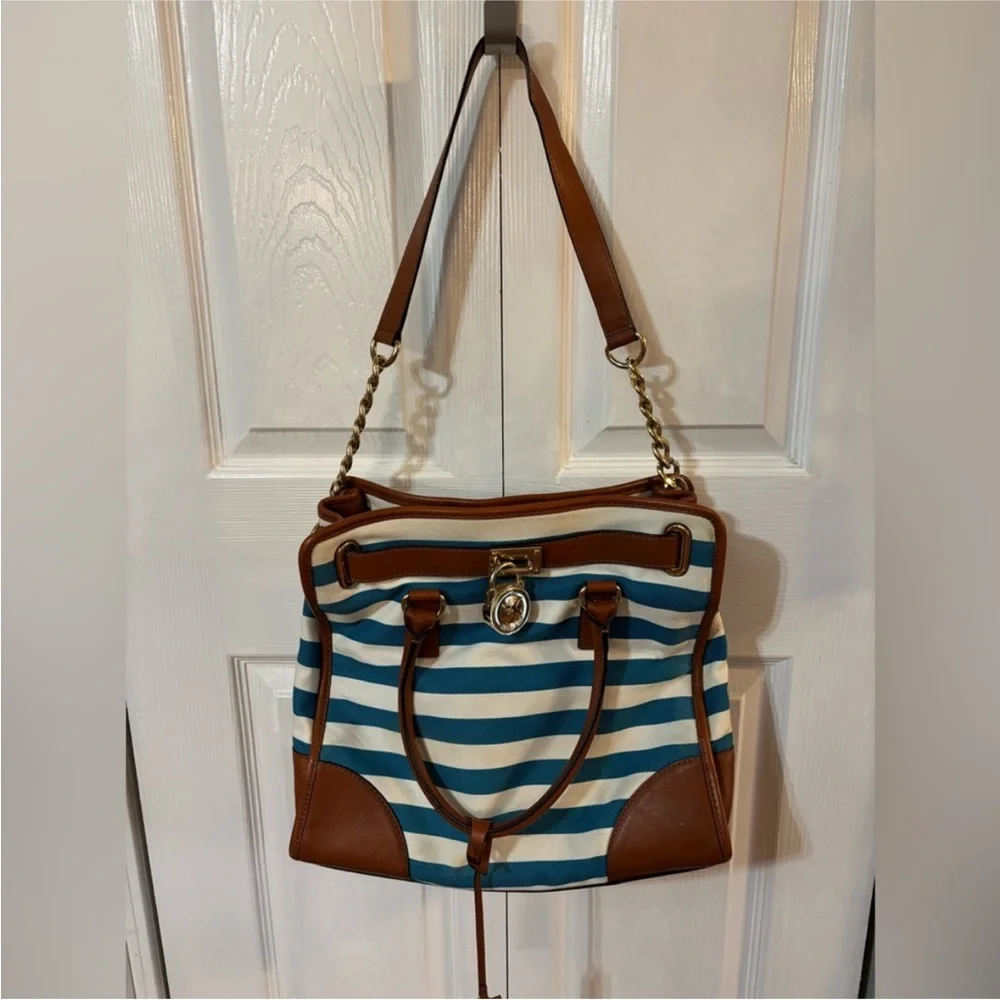 michael kors‎ hamilton canvas striped tote - Picture 4 of 7